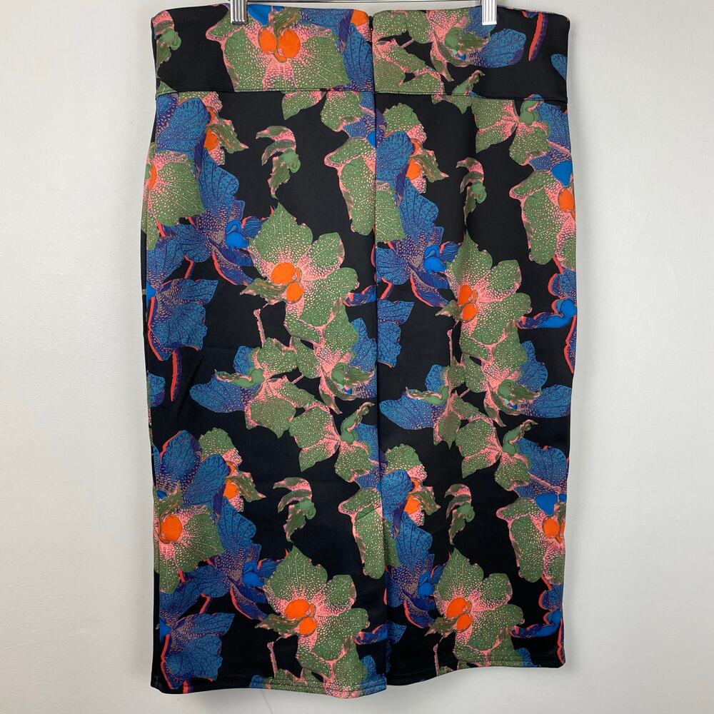 Lost Ink Tropical Floral Paperbag Waist  Midi Pencil Skirt Size 1X Plus - Picture 4 of 7